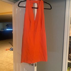 Open back dress, orange/pink
